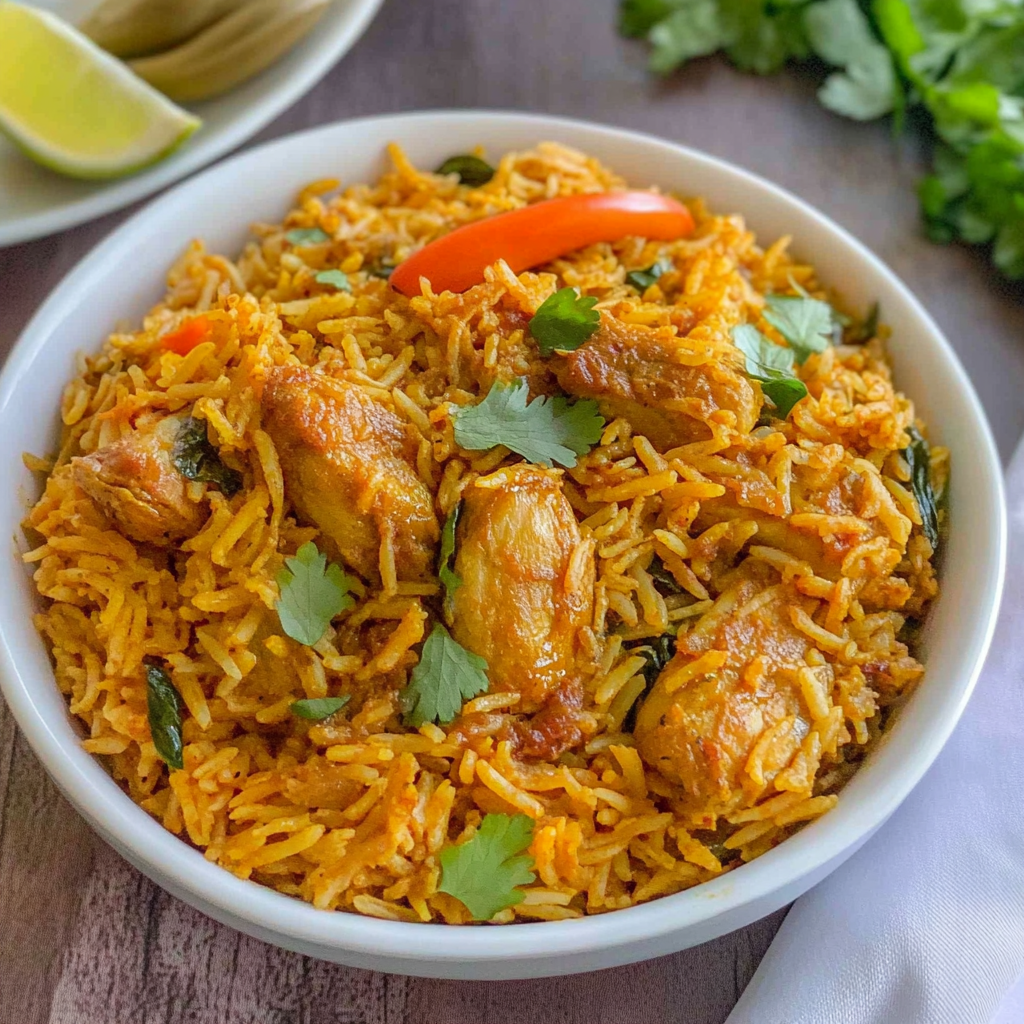 Recipe preparation for Chicken Biryani