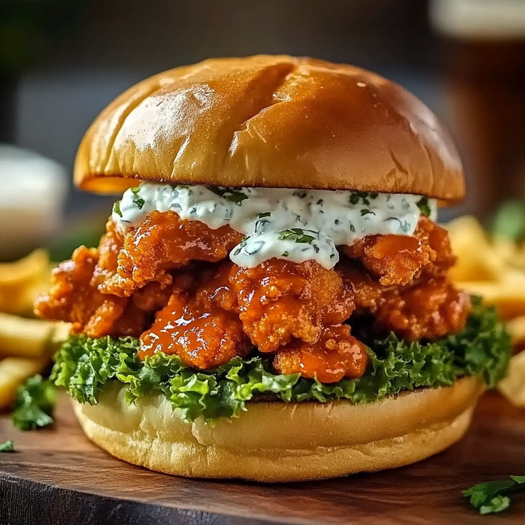 Recipe preparation for Epic Buffalo Chicken Sandwich