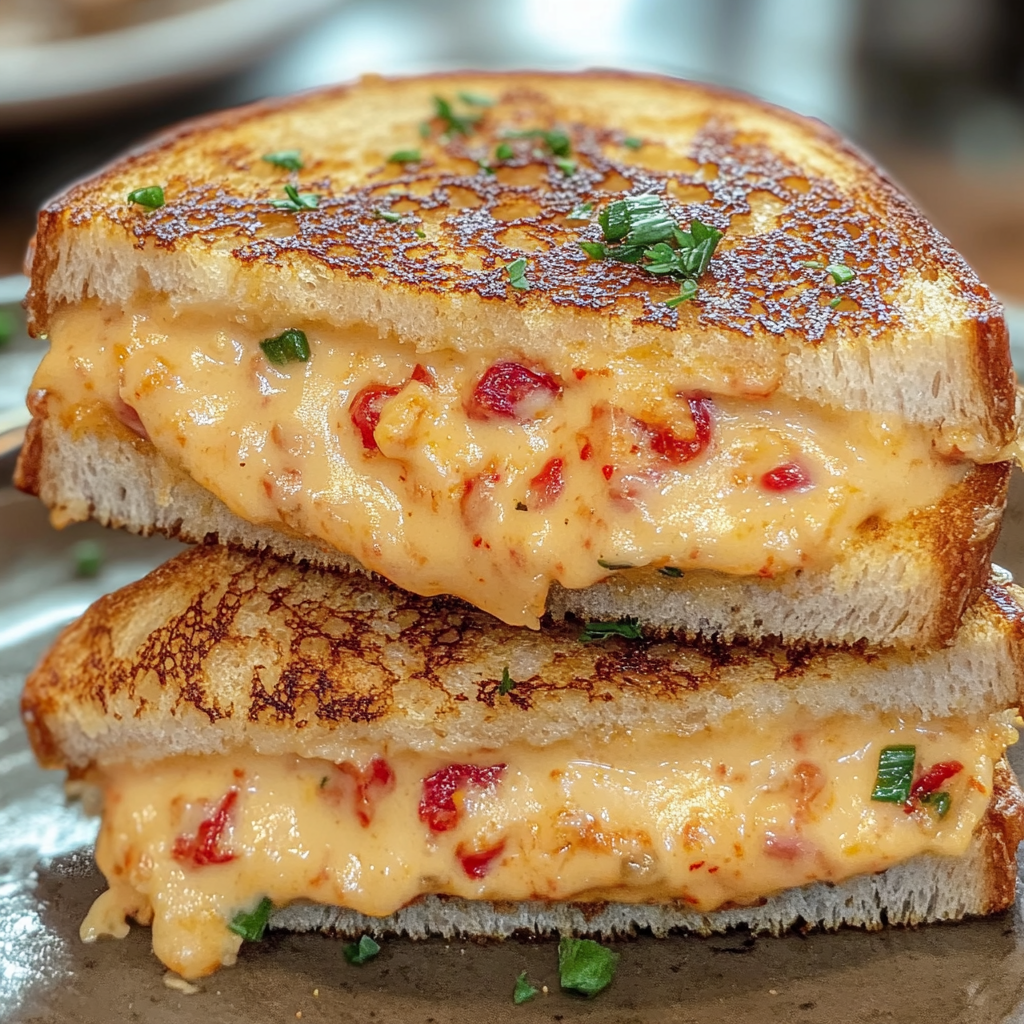 Recipe preparation for Pimento Grilled Cheese