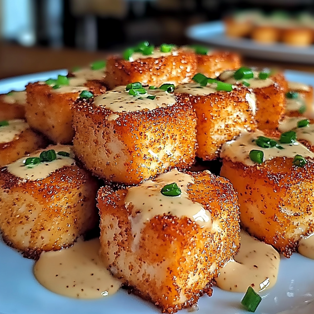 Recipe preparation for Crispy Bang Bang Salmon Bites