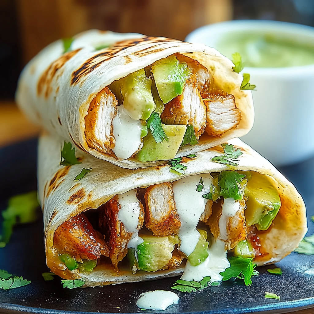 Recipe preparation for Easy Chicken Avocado Burritos