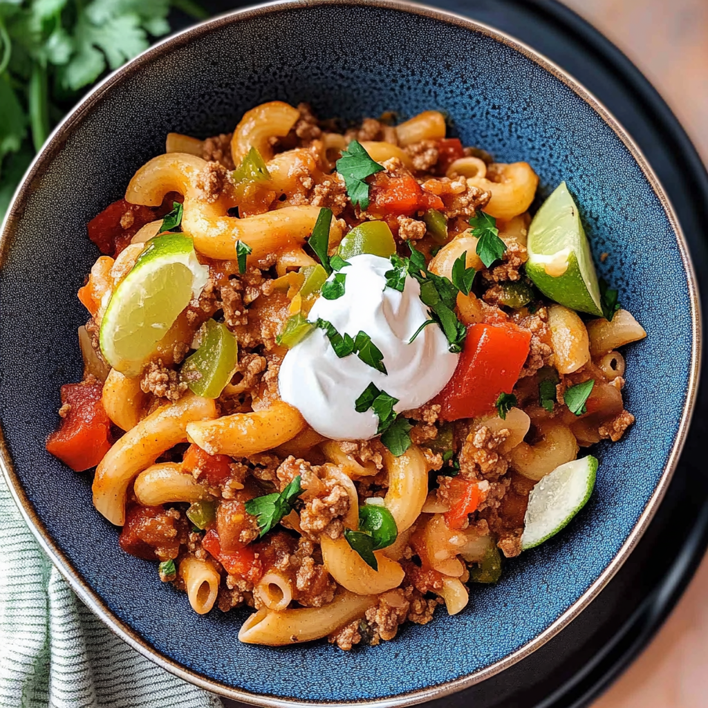 Recipe preparation for one pot taco pasta