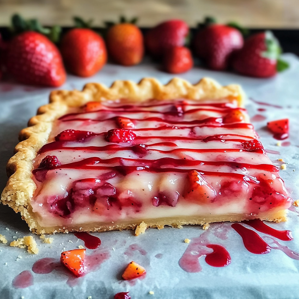 Recipe preparation for Strawberry Pop Tart Slab Pie