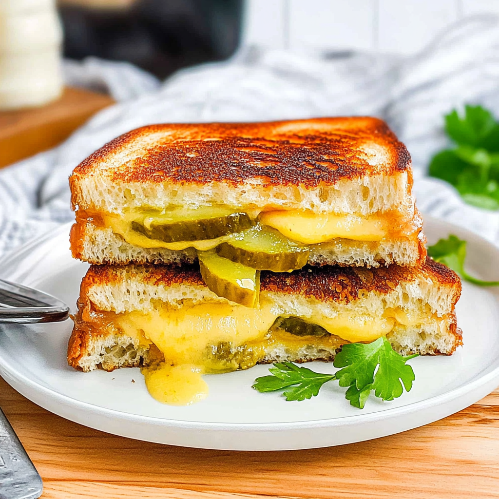 Recipe preparation for Grilled Cheese With Pickles