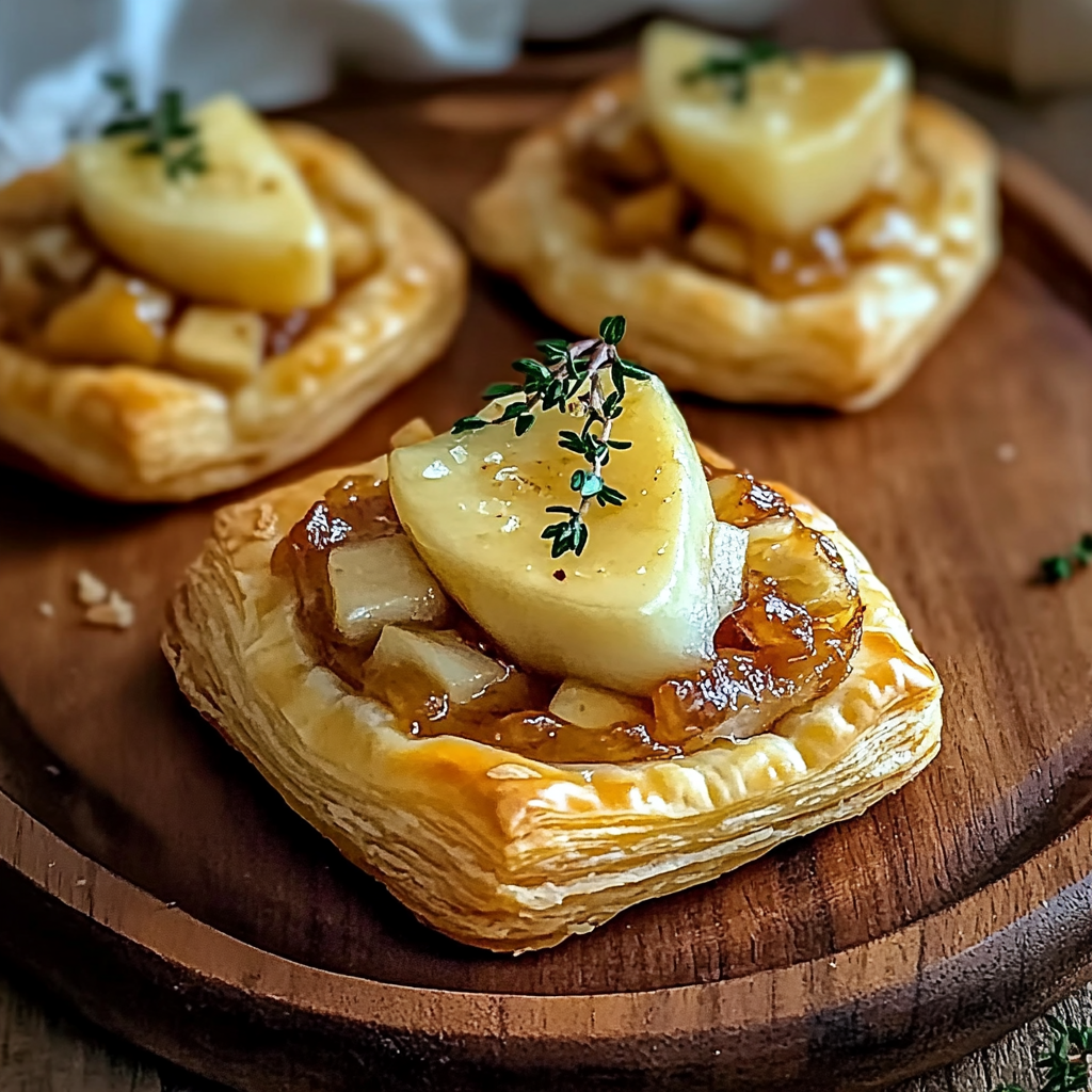 Recipe preparation for Apple and Brie Puff Pastry Bites