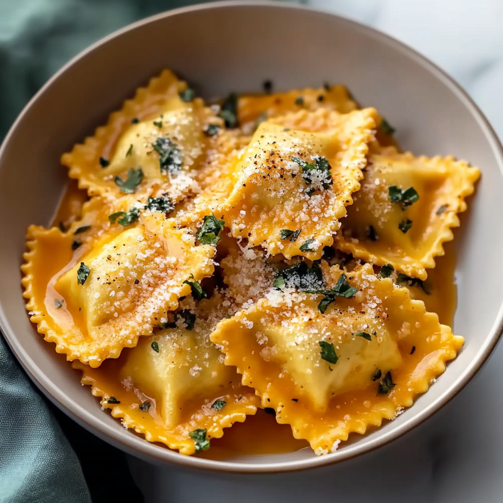 Recipe preparation for Butternut Squash Ravioli Sauce