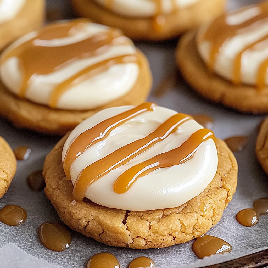 Recipe preparation for Caramel Cheesecake Cookies