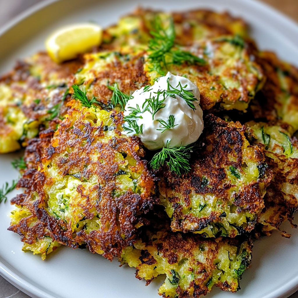 Recipe preparation for Crispy Mediterranean Zucchini Fritters