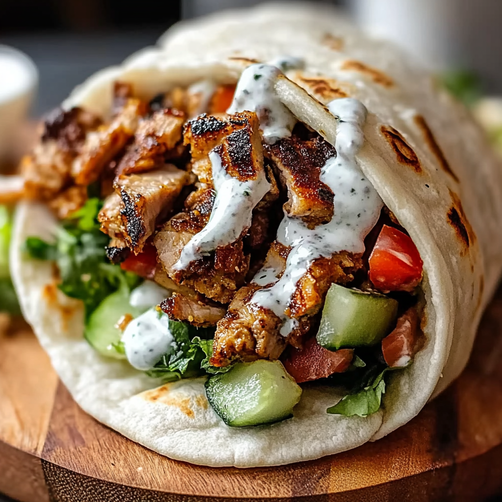 Recipe preparation for Chicken Shawarma with Garlic Sauce