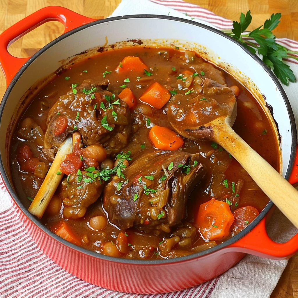 Recipe preparation for Lamb Shank & Barley Winter Casserole