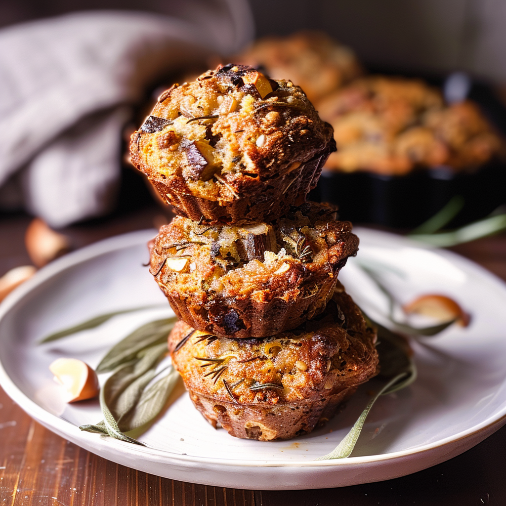 Recipe preparation for Chestnut & Mushroom Stuffing Muffins