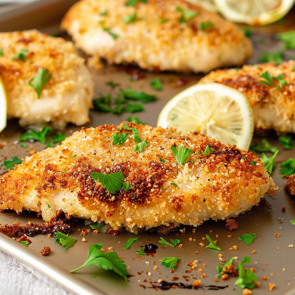 Recipe preparation for Baked Ranch Parmesan Crusted Chicken