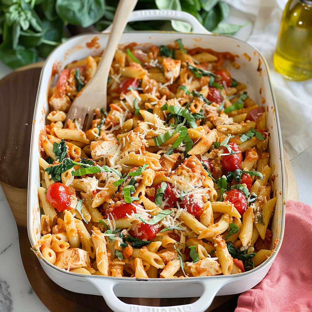 Recipe preparation for Baked Feta & Tomato Pasta