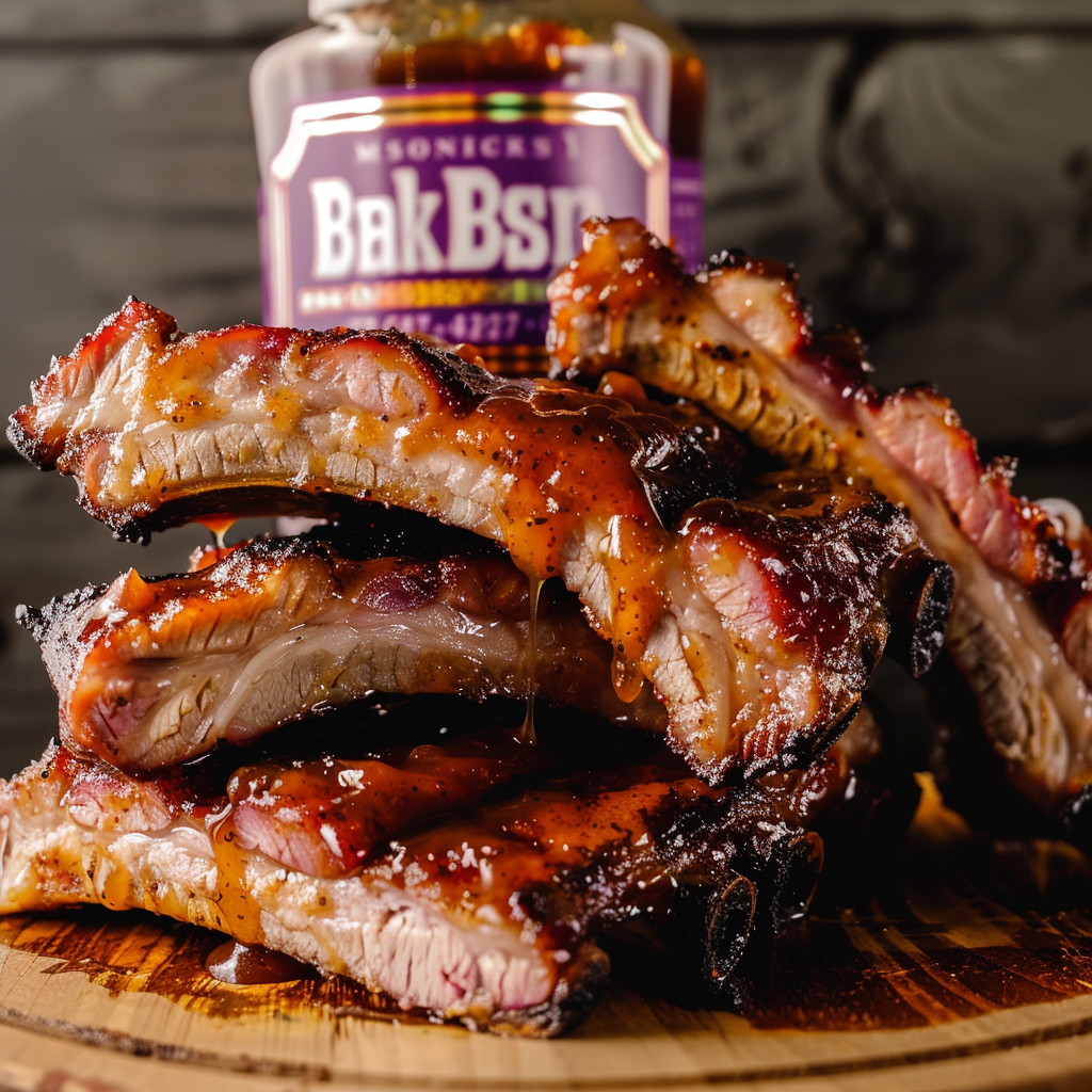 Recipe preparation for Bourbon-Brown Sugar Glazed Pork Spare Ribs