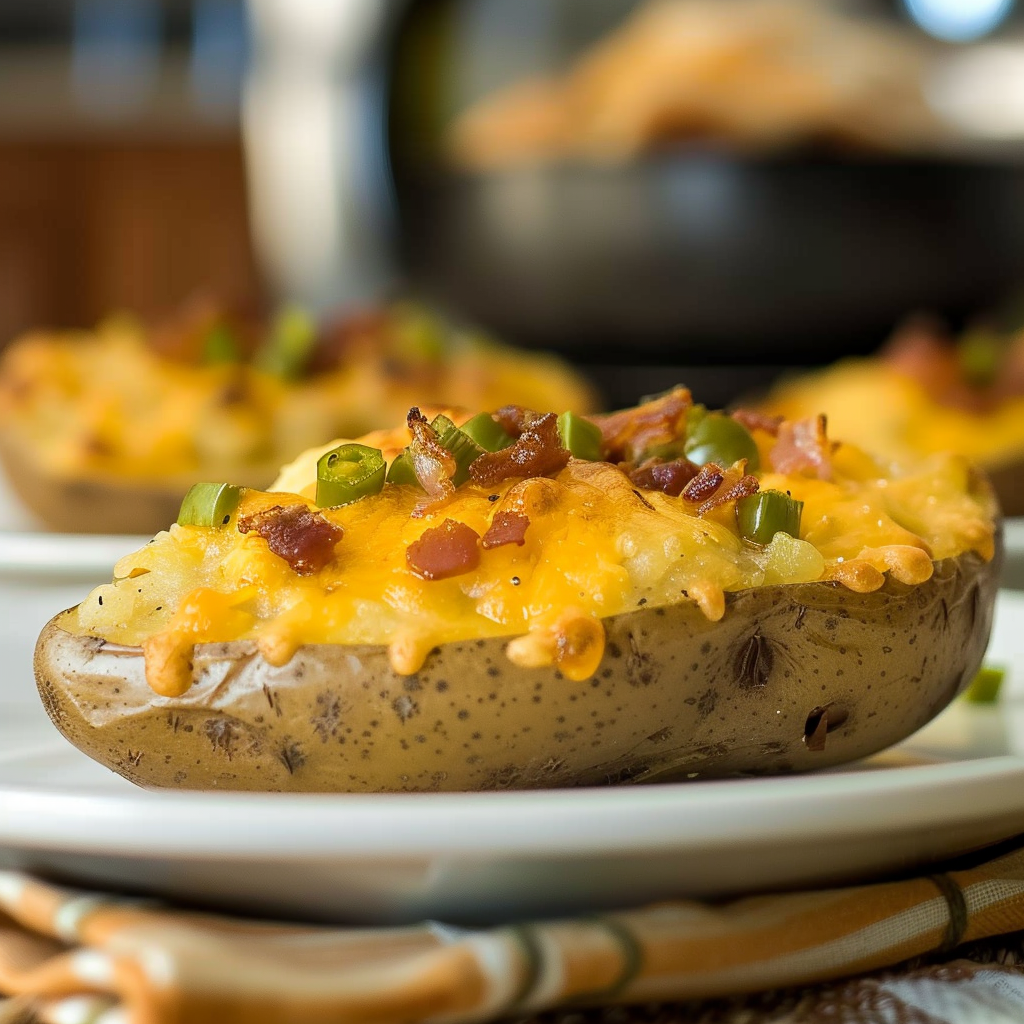 Recipe preparation for Cheddar & Jalapeño Twice-Baked Potatoes