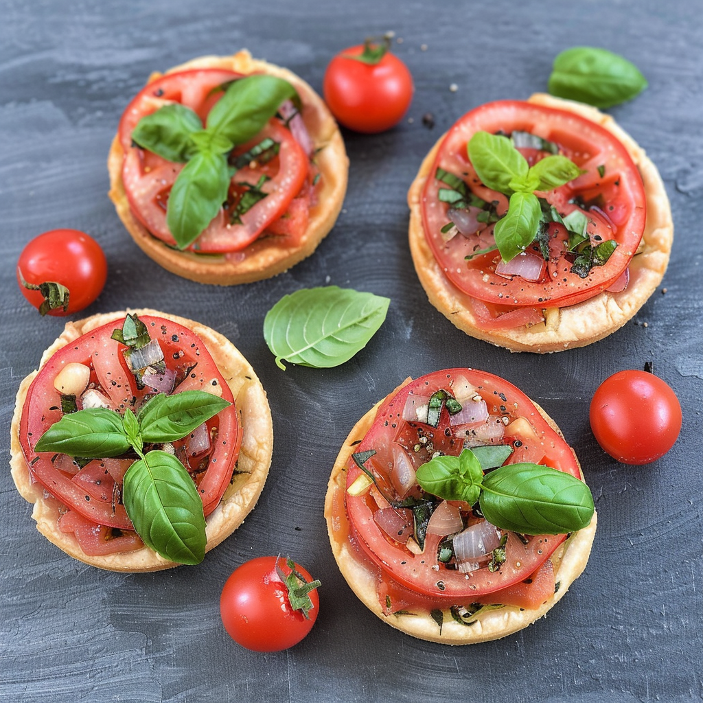 Recipe preparation for Tomato-Basil Festive Tartlets