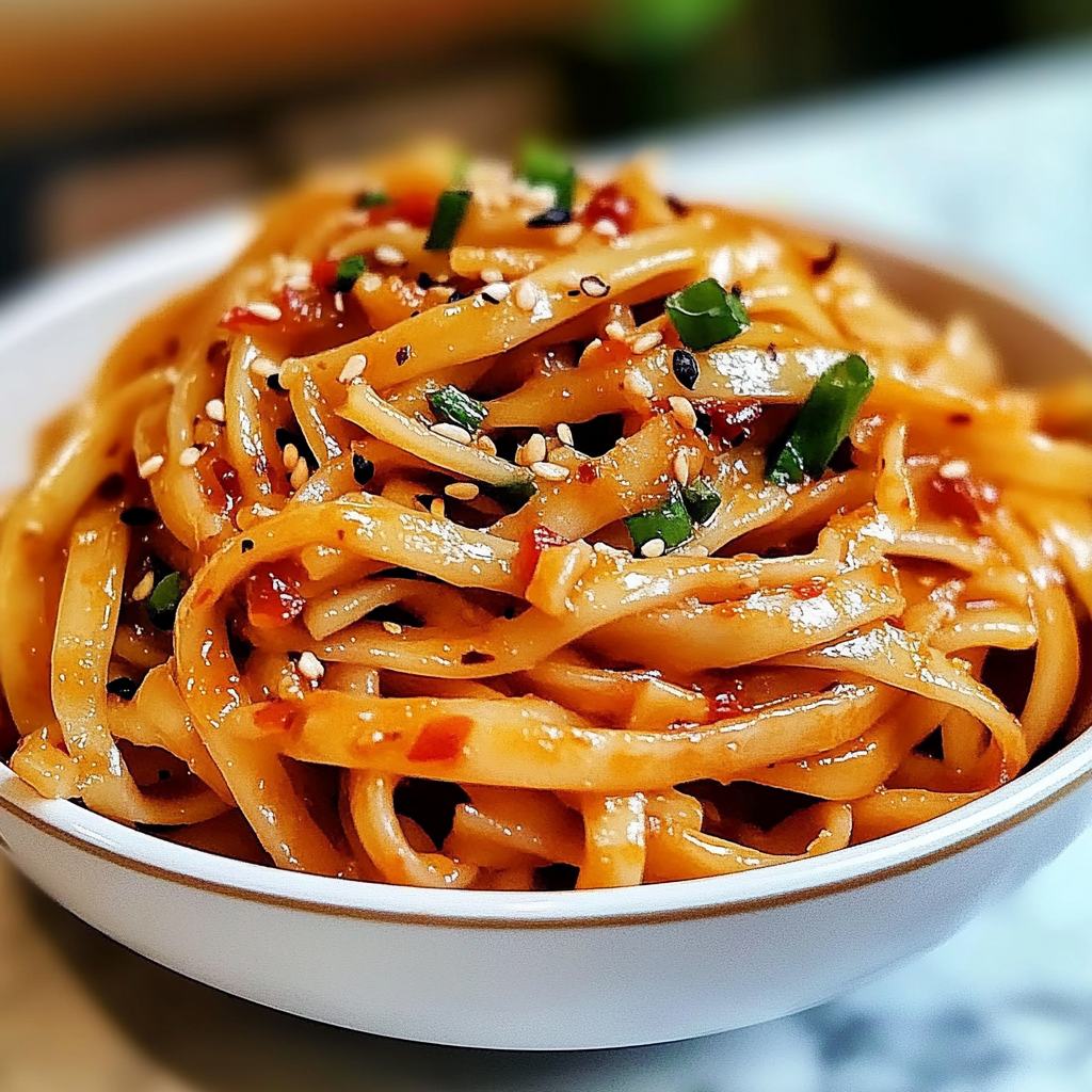 Recipe preparation for Spicy Chili Garlic Noodles