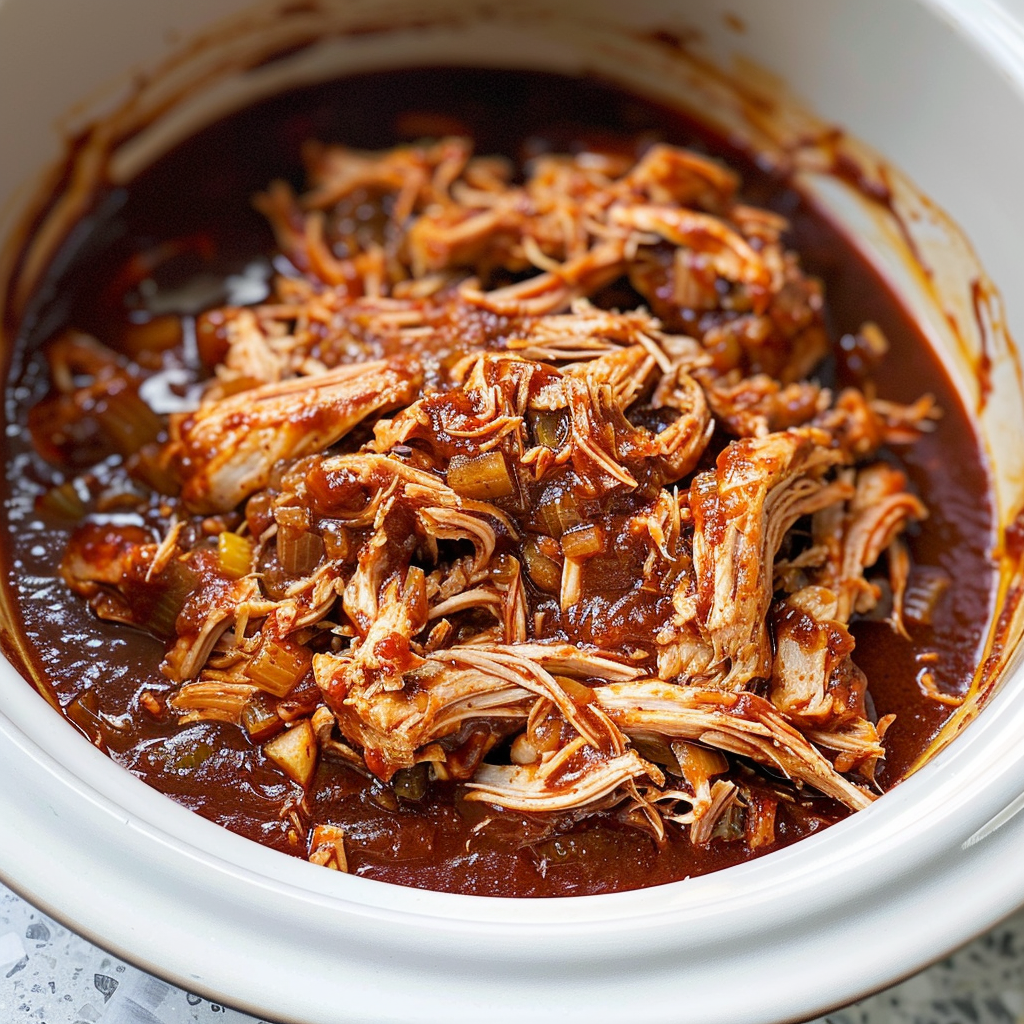 Recipe preparation for Slow Cooker Pulled BBQ Chicken