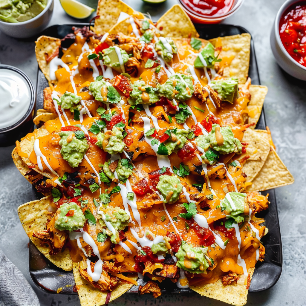 Recipe preparation for Grilled BBQ Chicken Nachos