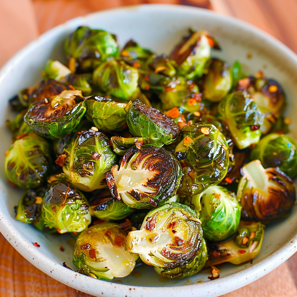 Recipe preparation for Charred Brussels Sprouts with Warm Honey Glaze