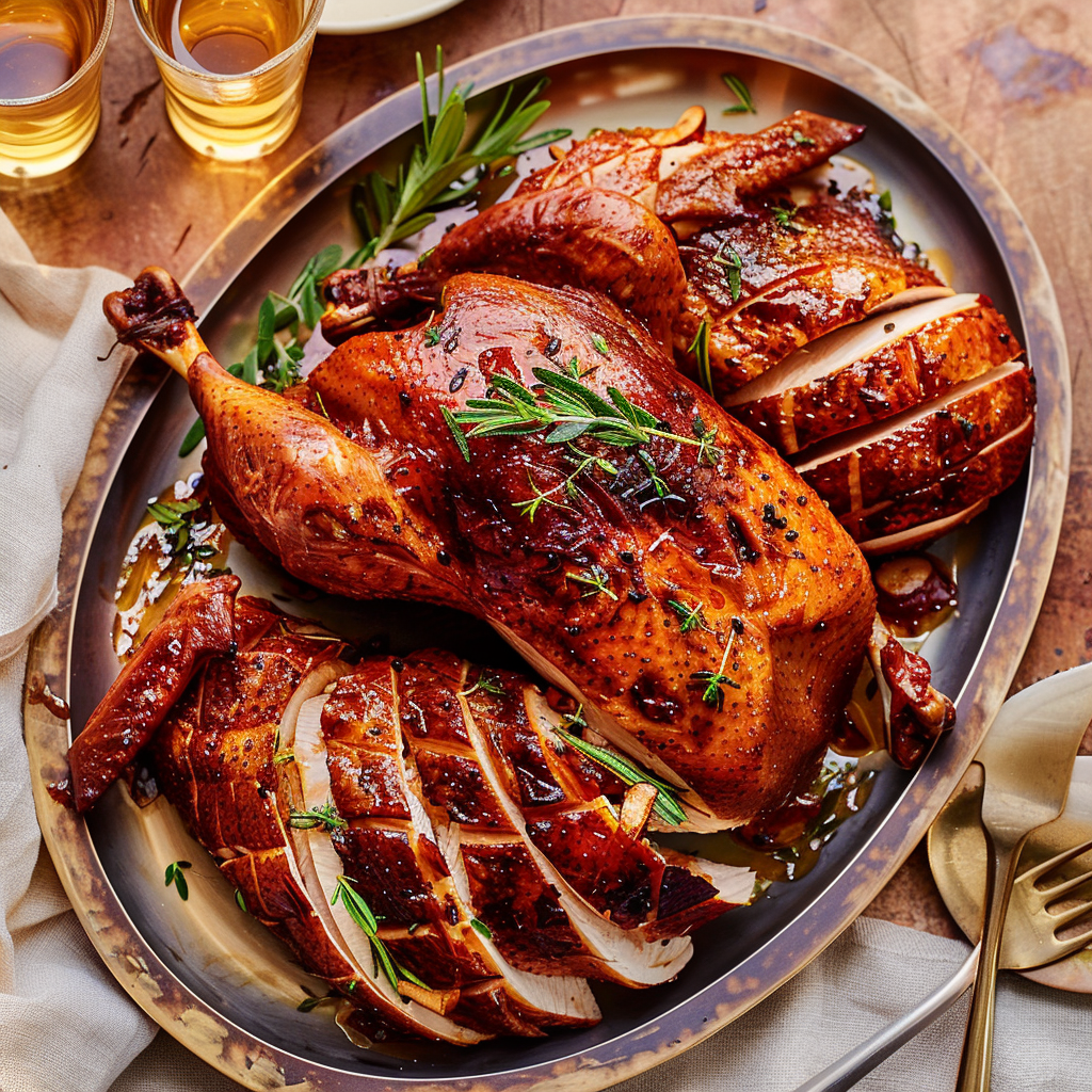 Recipe preparation for Maple-Butter-Glazed Turkey