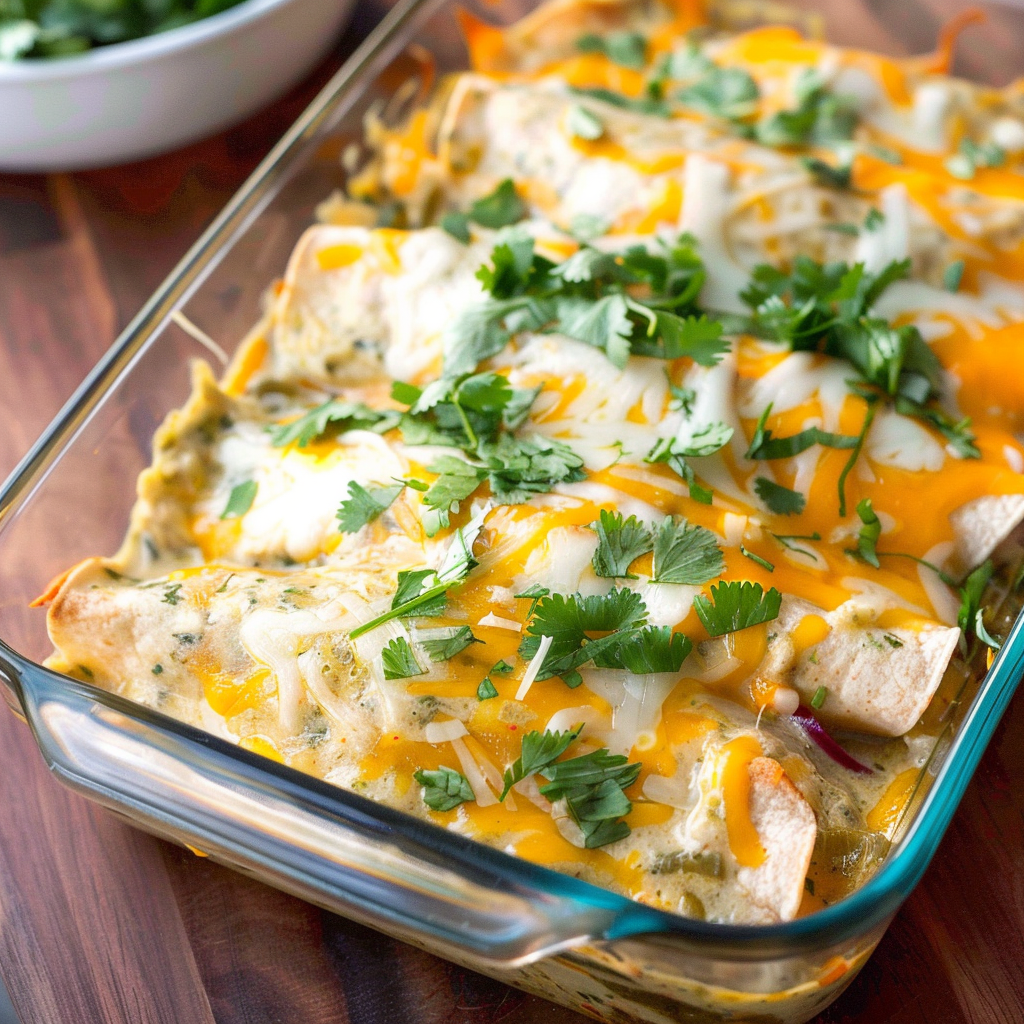 Recipe preparation for Chicken Enchiladas with Green Sauce