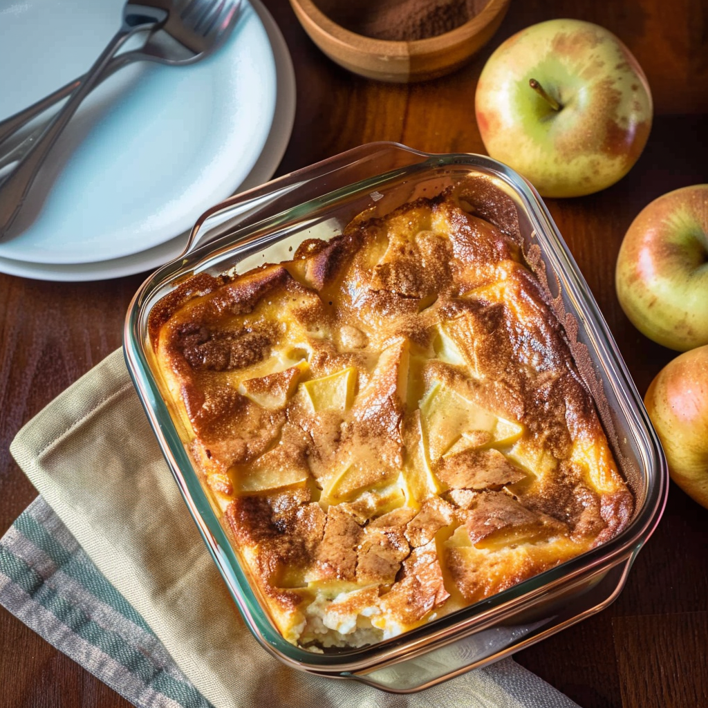 Recipe preparation for Apple Cinnamon Cottage Cheese Bake