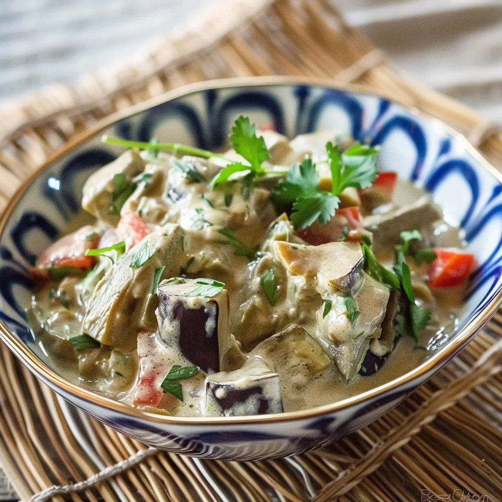 Recipe preparation for Eggplant Green Curry