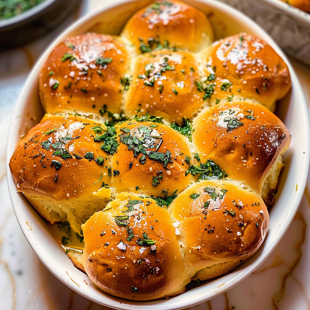 Recipe preparation for Herb & garlic dinner rolls