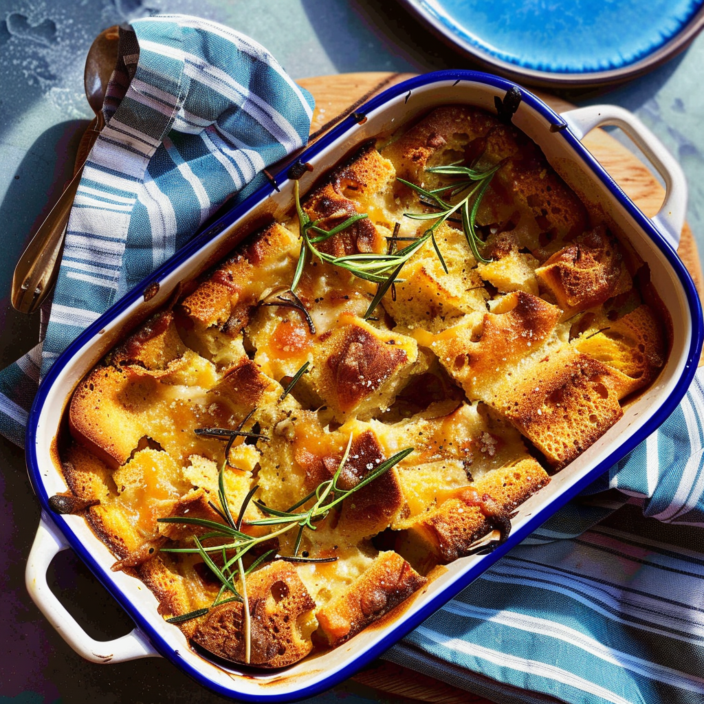 Recipe preparation for Savory bread pudding