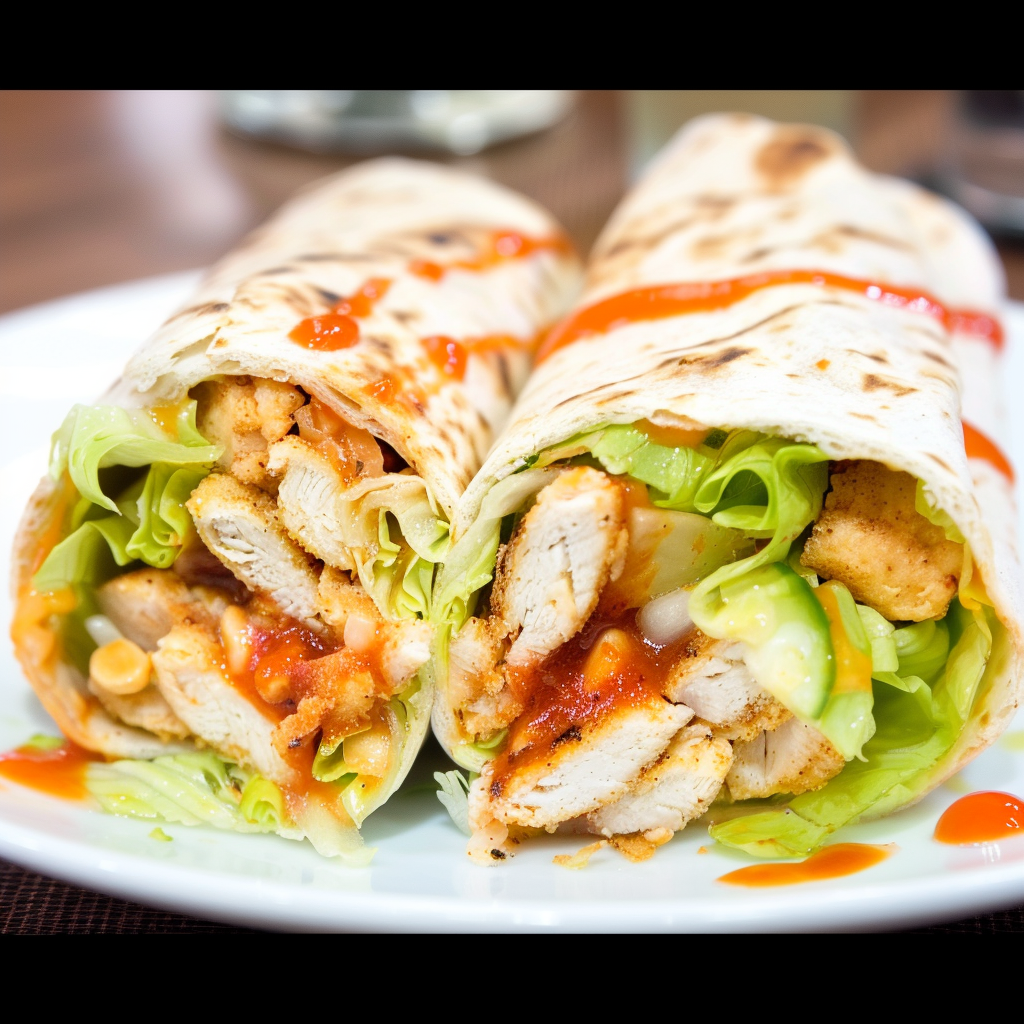 Recipe preparation for Crispy Sweet Chilli Chicken Wrap