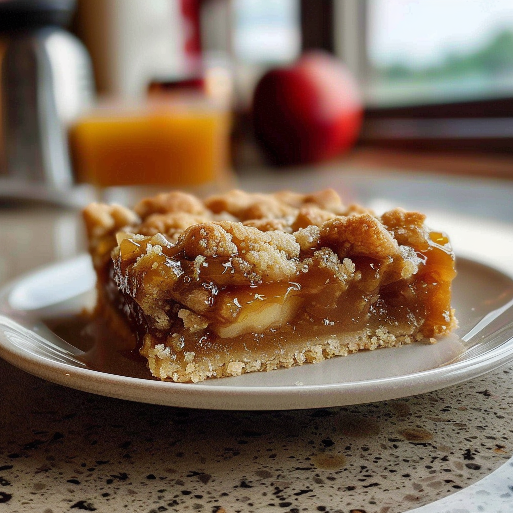 Recipe preparation for Salted Caramel Apple Crumble Bars
