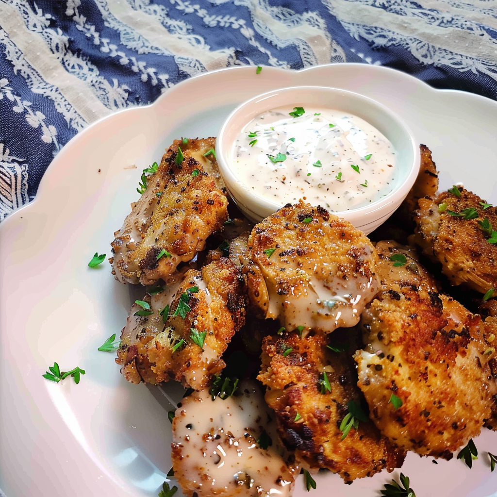 Recipe preparation for Air Fryer Ranch Mushrooms