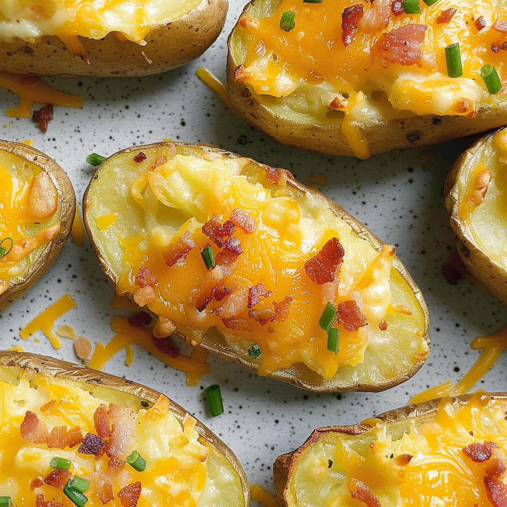 Recipe preparation for Apple, Bacon & Cheddar Twice-Baked Potatoes