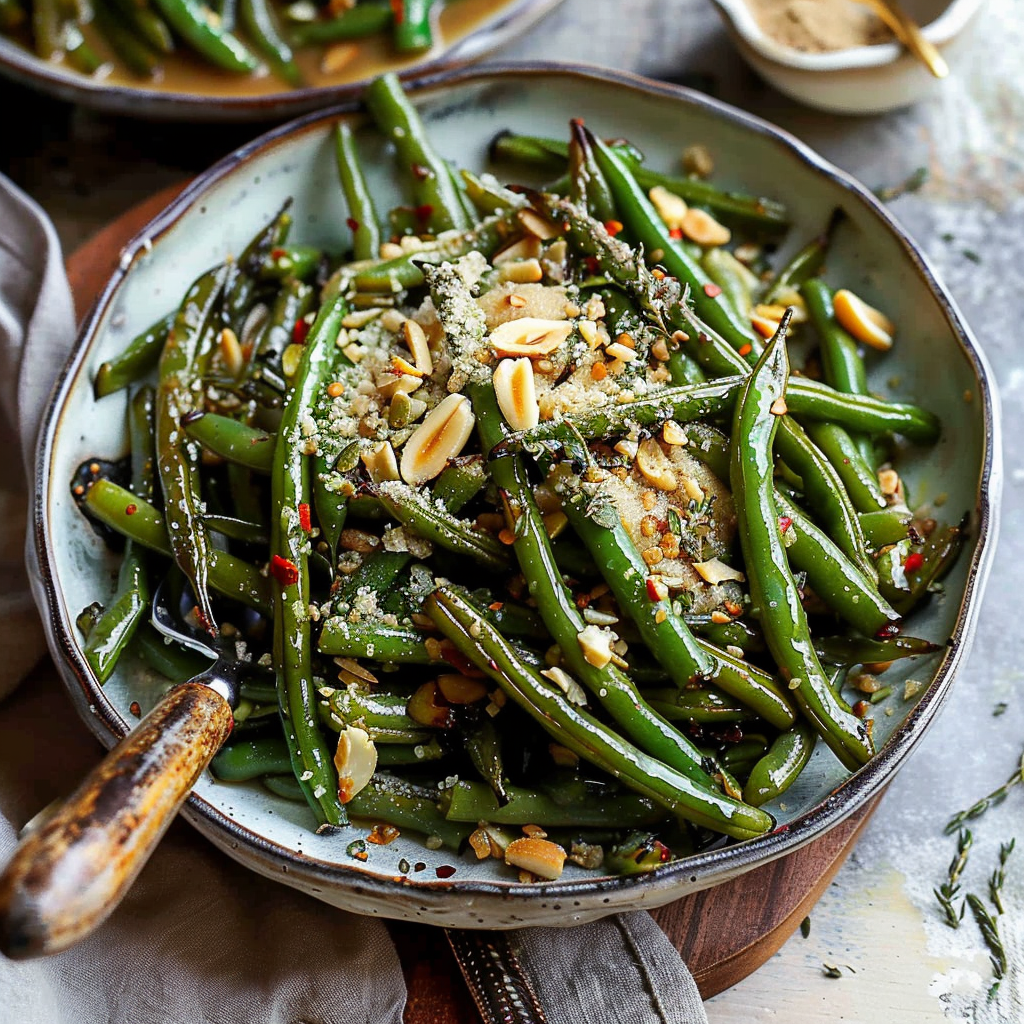 Recipe preparation for Browned Butter & Sage Green Bean Bundle