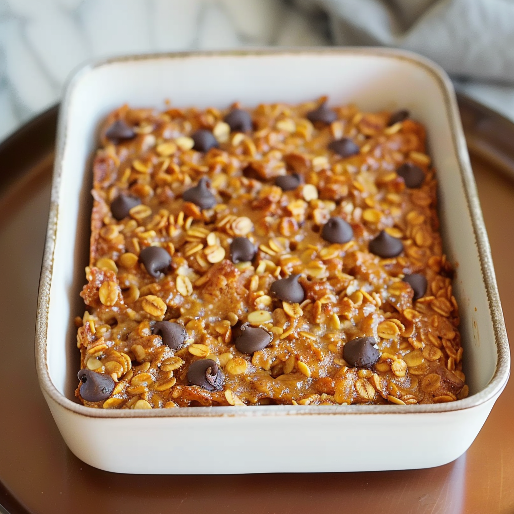 Recipe preparation for Pumpkin Chocolate Chip Baked Oatmeal