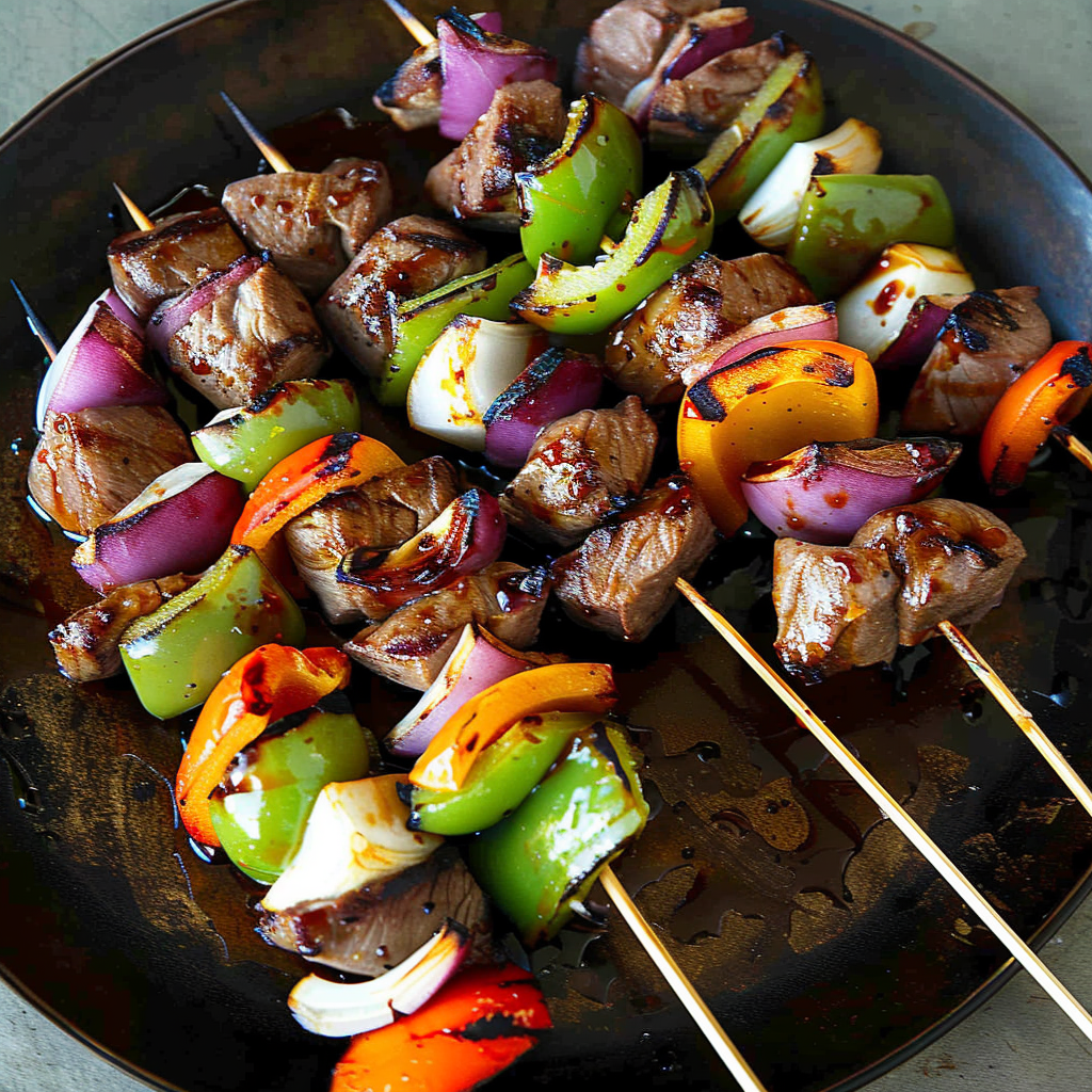 Recipe preparation for Backyard Barbecue Beef Skewers