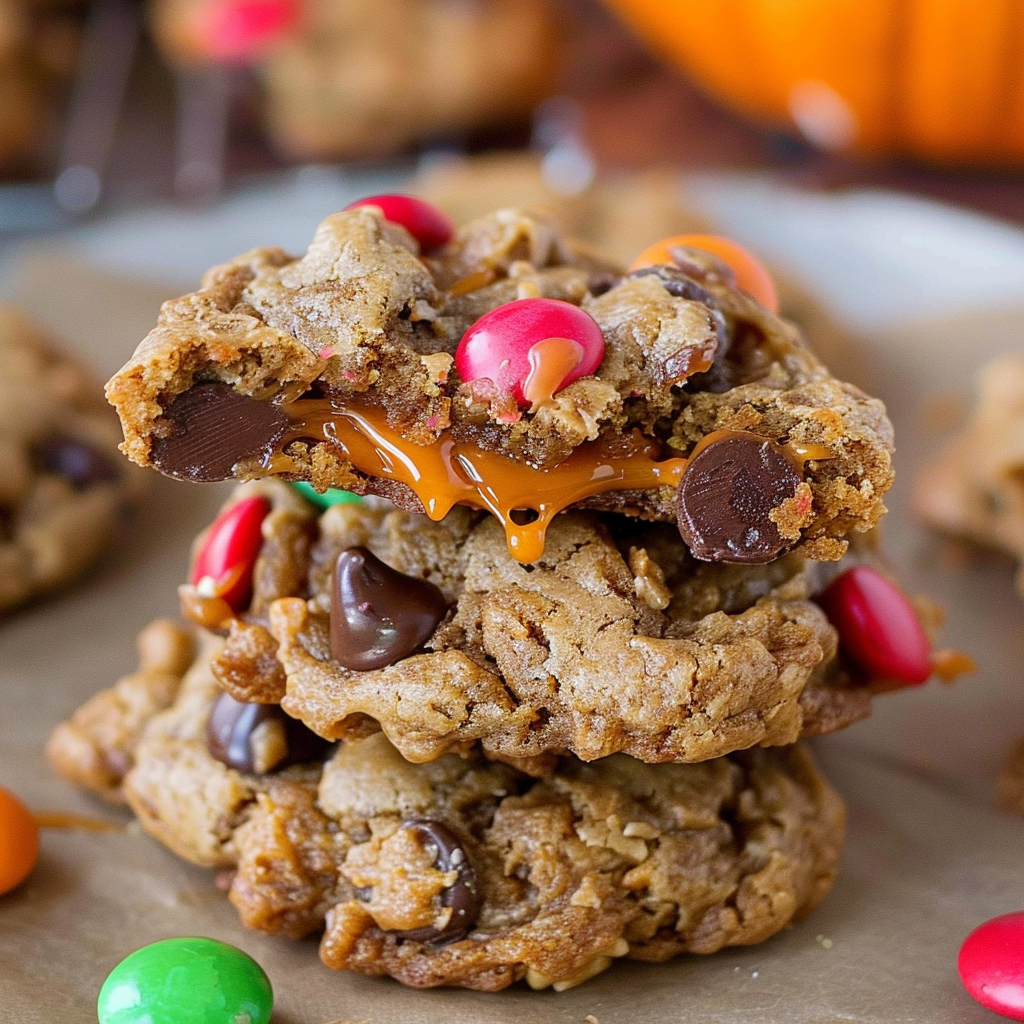 Recipe preparation for Halloween Baking Pumpkin Spice Monster Cookies