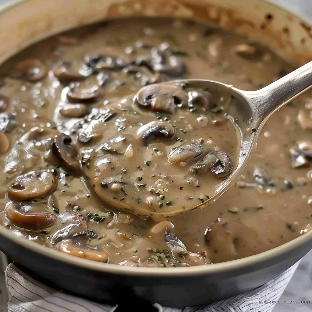 Recipe preparation for Easy Thanksgiving Dinner Mushroom Herb Gravy