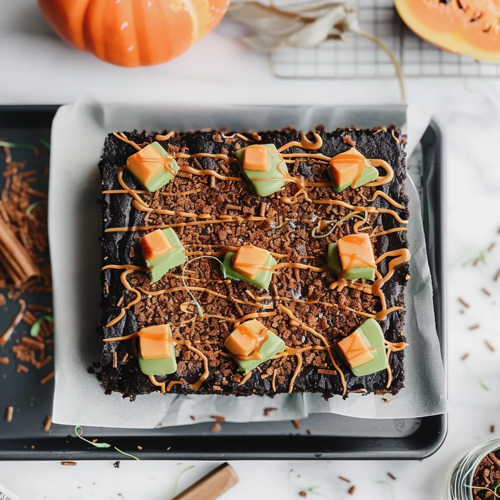 Recipe preparation for Pumpkin Patch Brownies