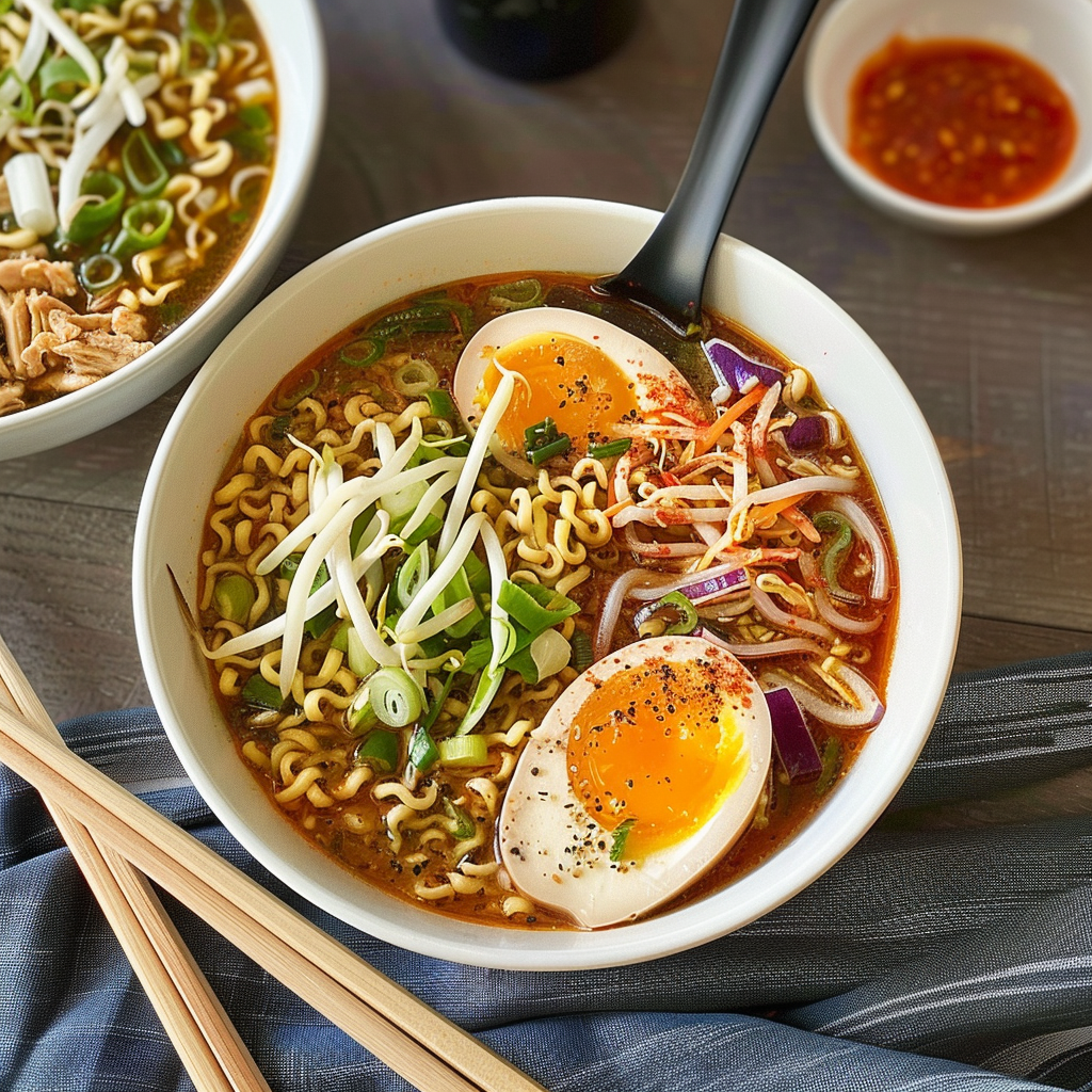 Recipe preparation for Spicy Chicken Ramen