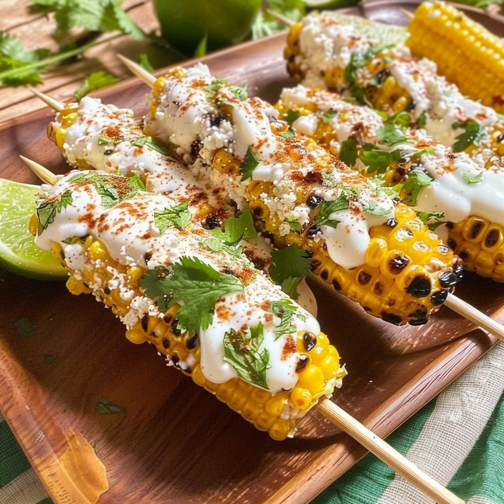 Recipe preparation for Tex-Mex Street Corn Chicken Skewers with Cotija & Chili Lime