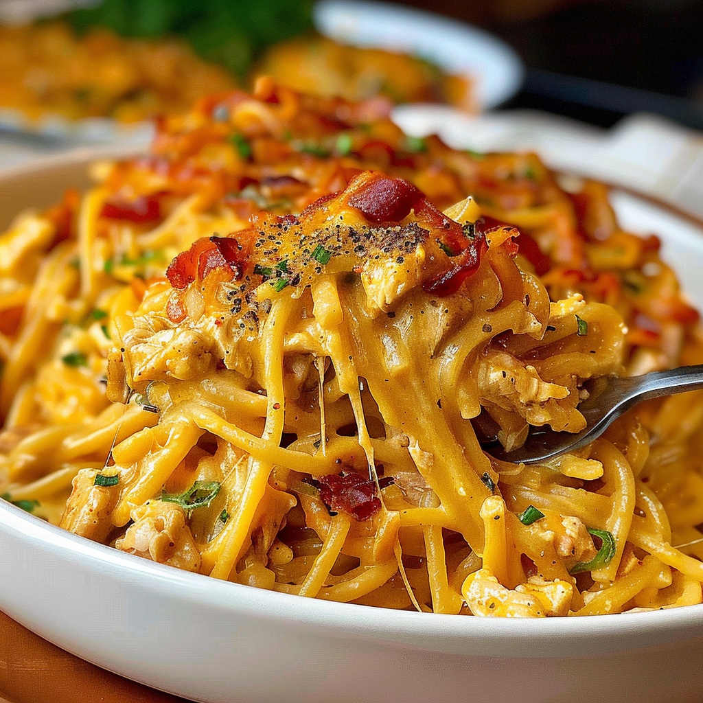 Recipe preparation for Cheesy Chicken Spaghetti