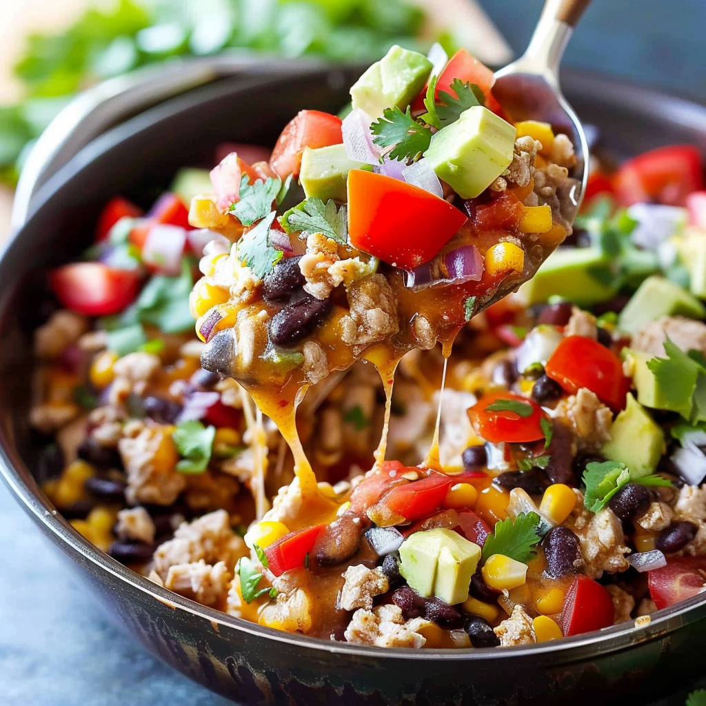 Recipe preparation for One Pan Chicken Burrito Bowl