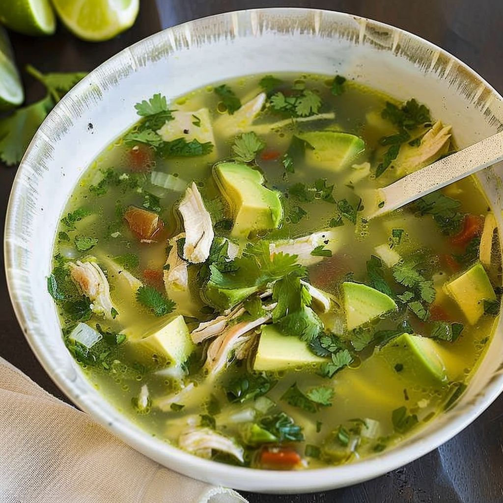 Recipe preparation for Avocado-Lime Chicken Tortilla Soup
