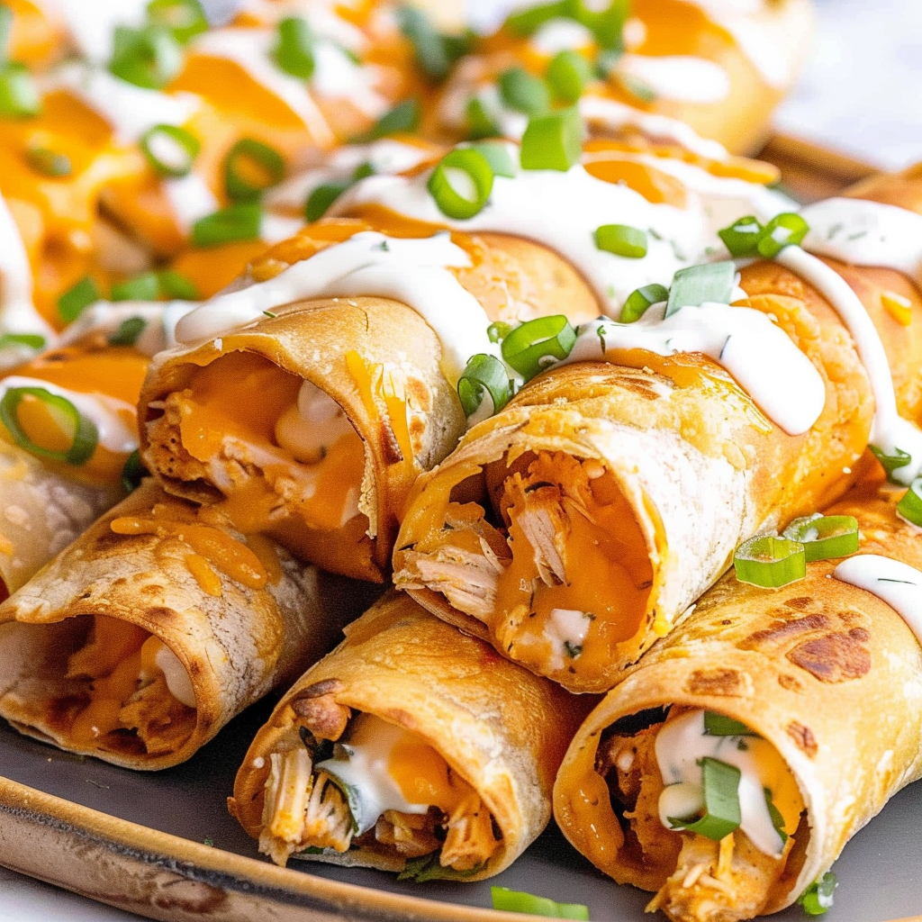 Recipe preparation for Buffalo Chicken Taquitos