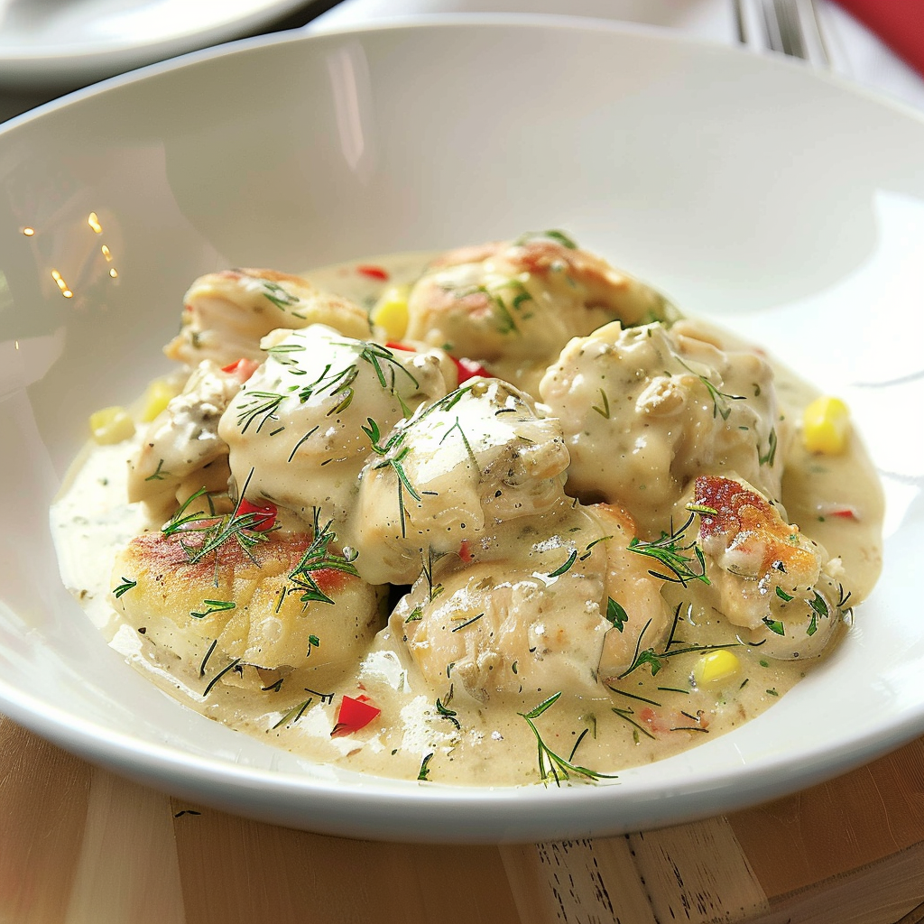 Recipe preparation for Garlic Herb Chicken & Dumplings