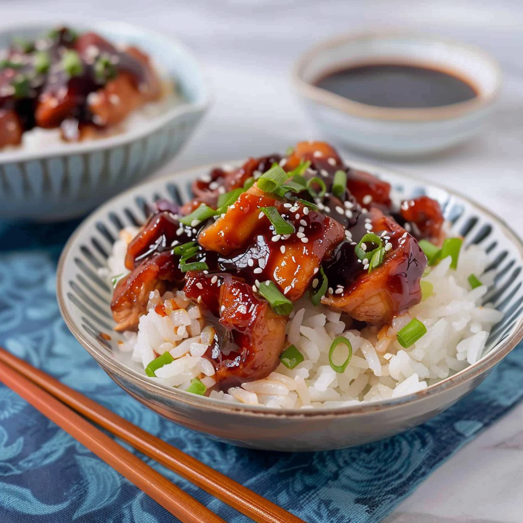 Recipe preparation for Honey BBQ Chicken Rice