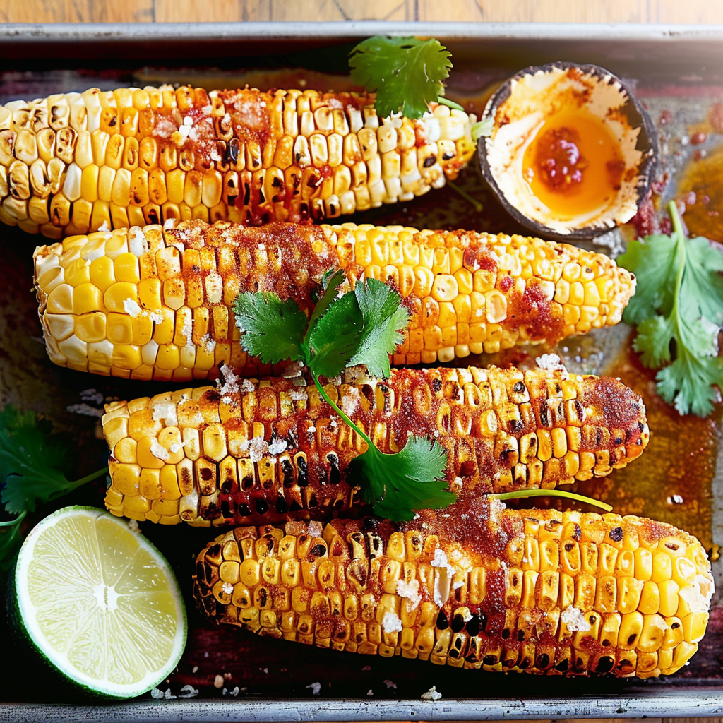 Recipe preparation for BBQ Corn with Smoky Chili Lime Oil
