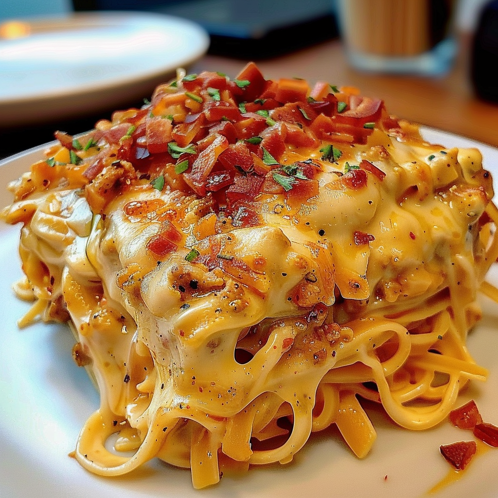 Recipe preparation for Spicy Southern Cheesy Chicken Spaghetti Casserole